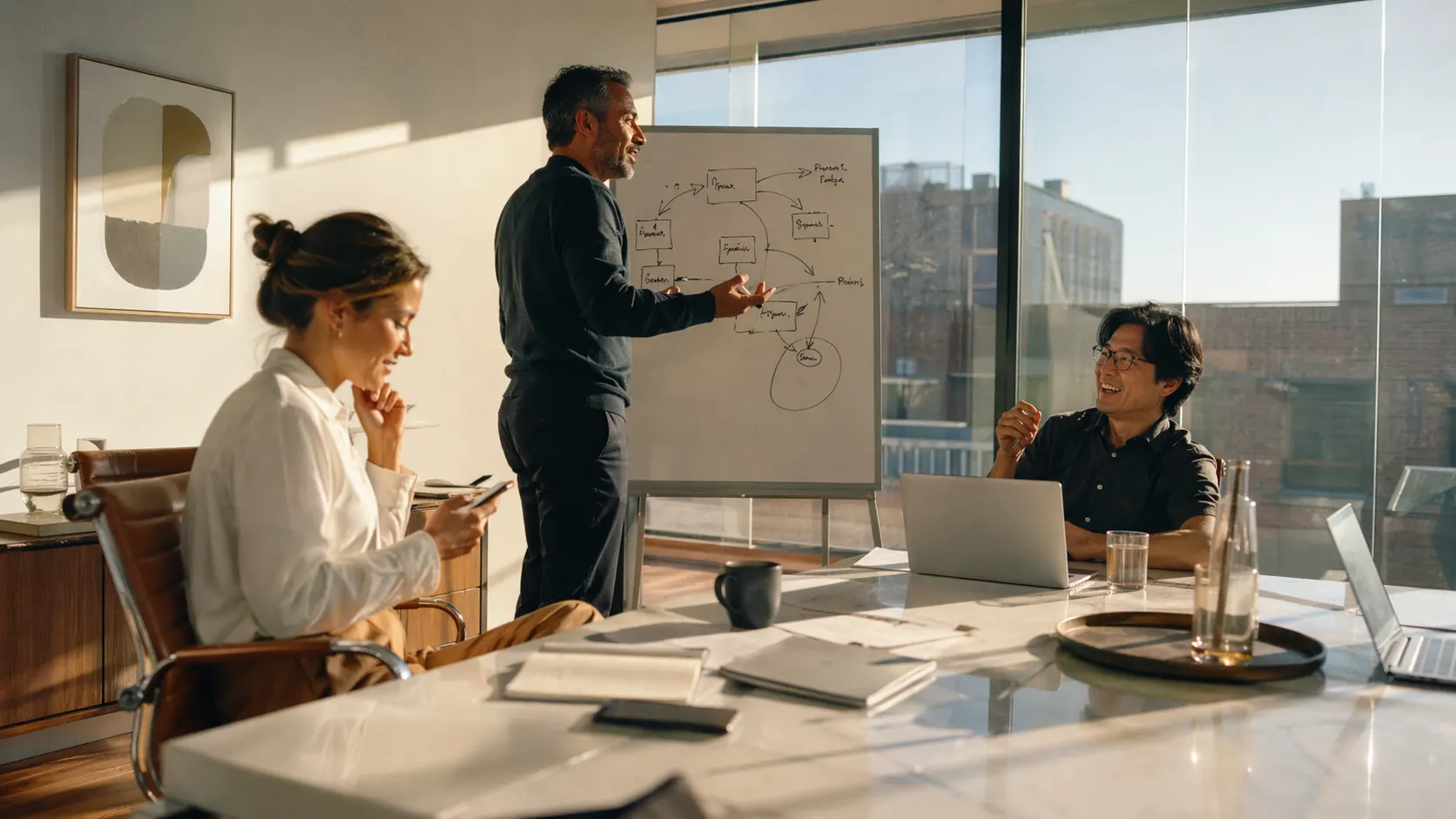 Team collaborating in a conference room